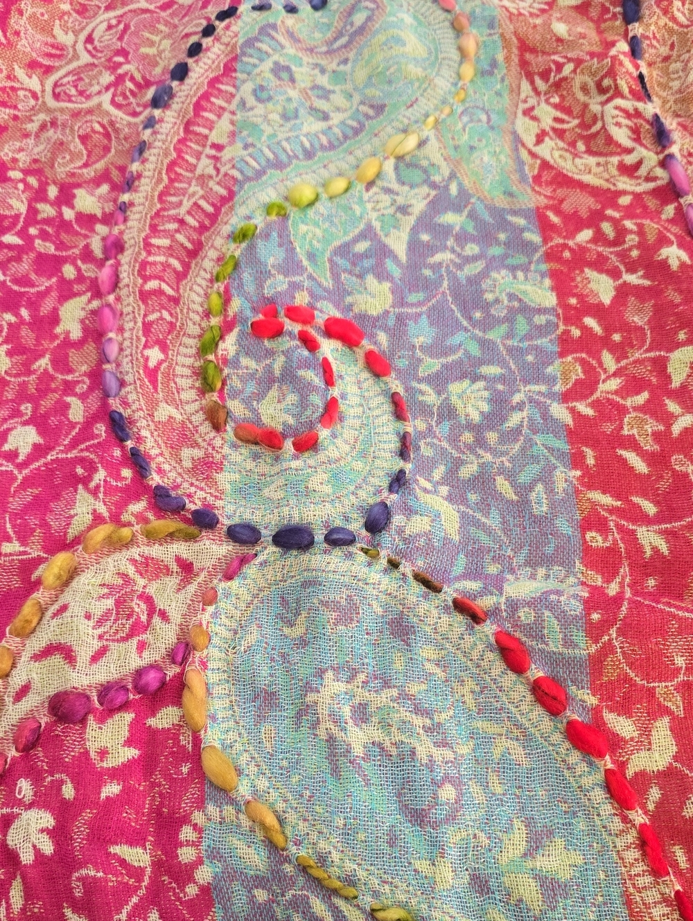 Infinity Colorful Paisley Embroidered Scarf - Multi-Color - Picture 2 of 2
